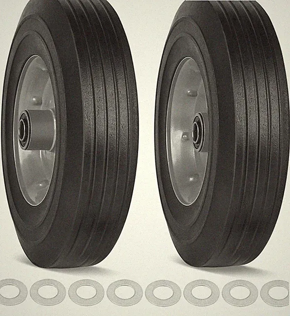 10" X 2.5" Flat Free Solid Rubber Tires 10 Inch Hand Truck Solid Wheels Replacem