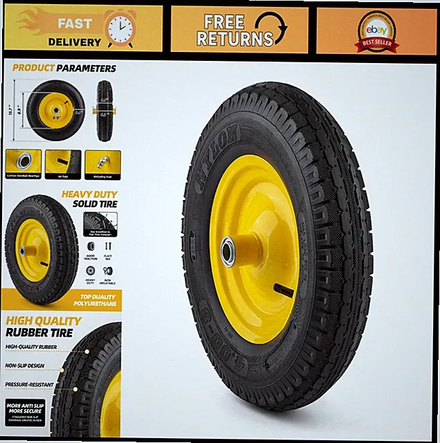 4.80/4.00-8 Pneumatic Tire & Wheel Assembly for Wheelbarrow, Hand Truck, Garden