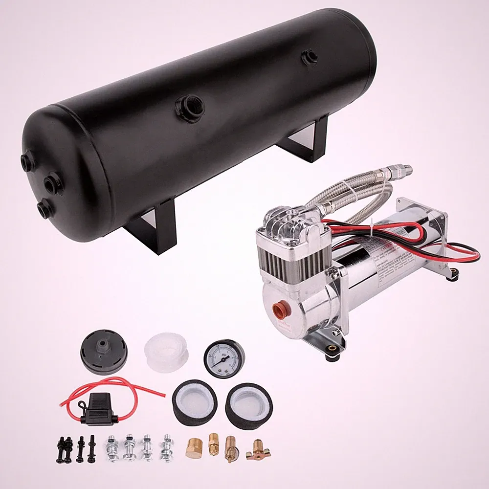 Air Compressor 3GAL Air Tank Onboard System Kit For Train Truck Boat 12V 200PSI