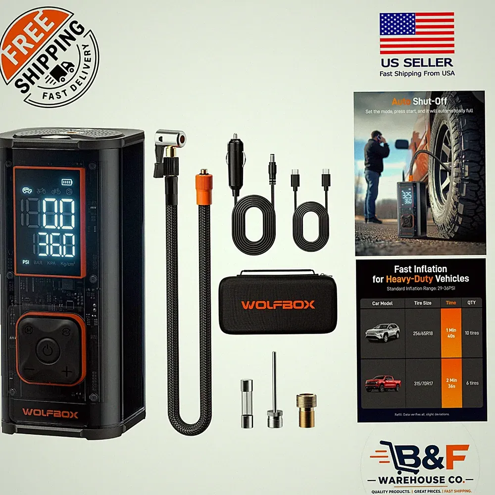 Efficient 150 PSI Tire Inflator for Cars, SUVs, and Bikes - Compact Design