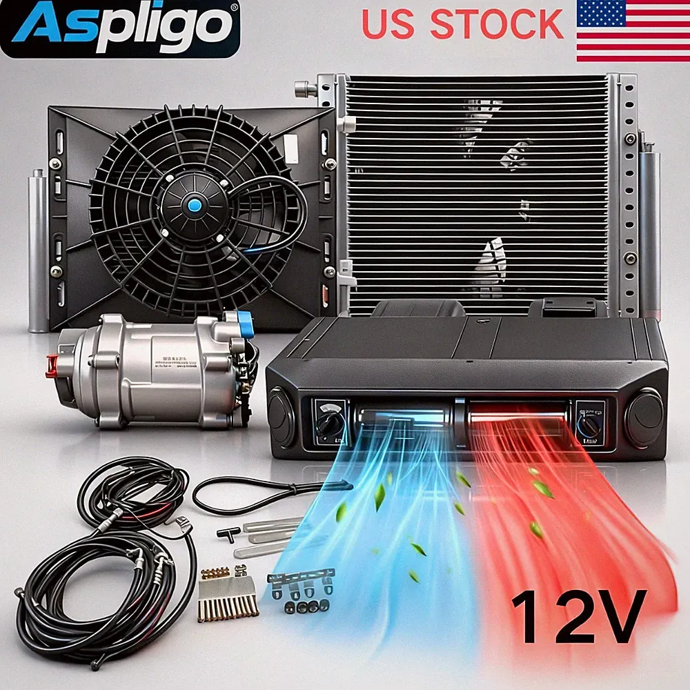 Electric 12V Air Conditioner Under Dash AC Kit Auto Truck Compressor Cool &Heat