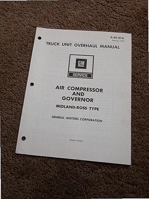 GMC Truck Midland Ross Air Compressor Unit Overhaul Repair Service Manual 1973