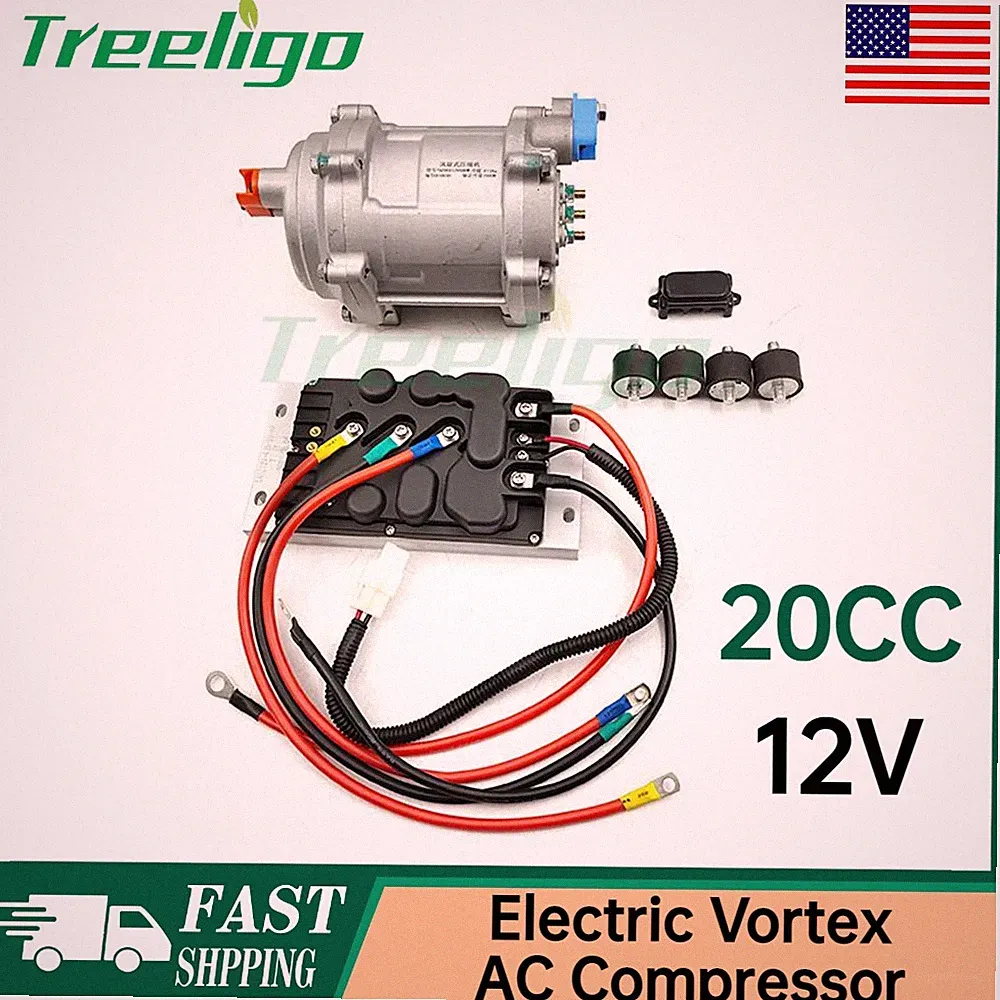 Treeligo 12V 20CC Electric Scroll Compressor Set For Auto Truck Bus Car RV